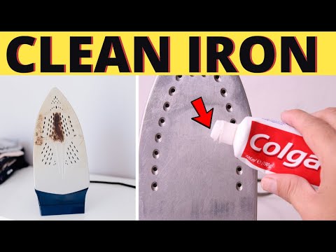 How to Clean an Iron Base Surface with Toothpaste with Sticky Burned Fabric