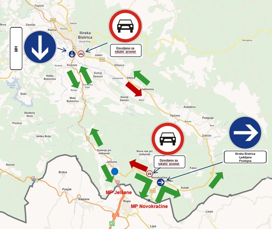 Sprememba prometa na Hrvaško (vir: AMZS)