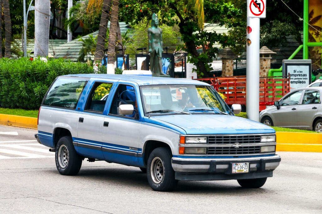 Acapulco, Mexico - May 30, 2017: Motor car Chevrolet Suburban in the city street.