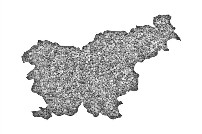 Map of Slovenia on poppy seeds