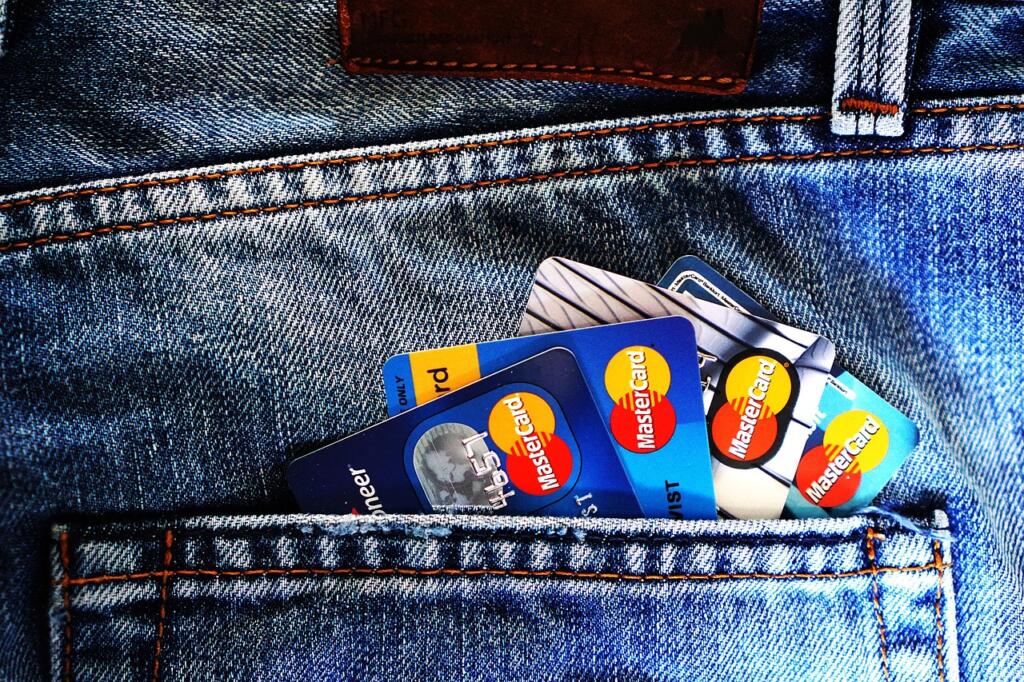 credit cards, denim, jeans