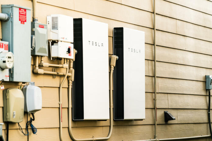 Austin , Texas , USA - January 26th 2020: Tesla Powerwall Home battery storage connecting home energy storage with solar panels and powering the grid with a self sustaining future