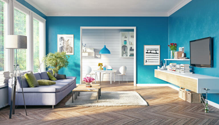 modern living room interior design. 3D rendering concept
