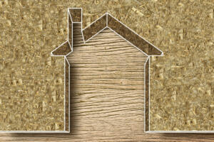 Thermal insulation coatings for residential construction with hemp fiber to reduce thermal losses against a wooden construction structure - Building energy efficiency and environmentally friendly concept image with copy space.