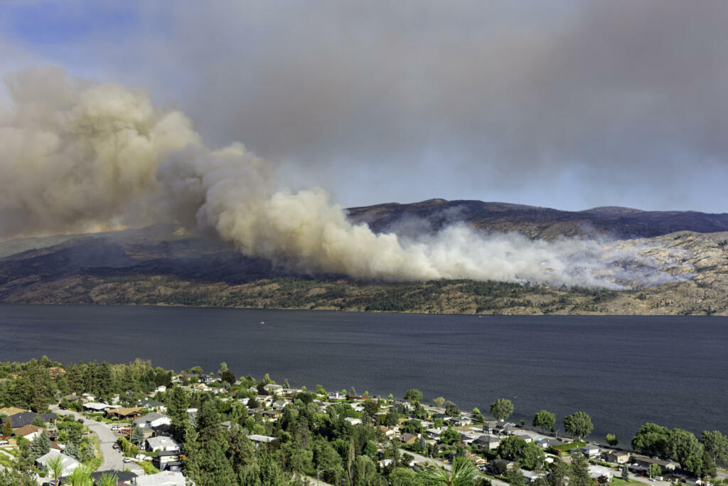 Smoke from a forest fire near Pearchland British Columbia Canada