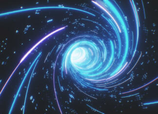 Odkrita najstarejša črna luknja Flying inside digital data tunnel. Futuristic abstract background with neon rays. Concept for big data, blockchain, cryptocurreny, internet, hyperspace and space travel. 4k 3D render