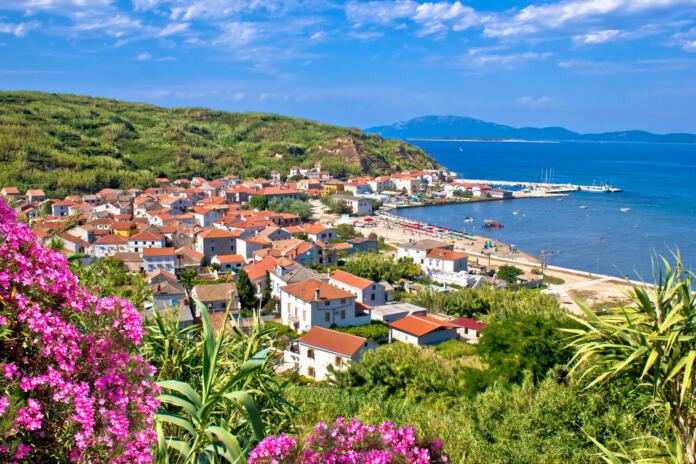 Sand island of Susak beach and coastline colorful nature view, Kvarner archipelago of Croatia