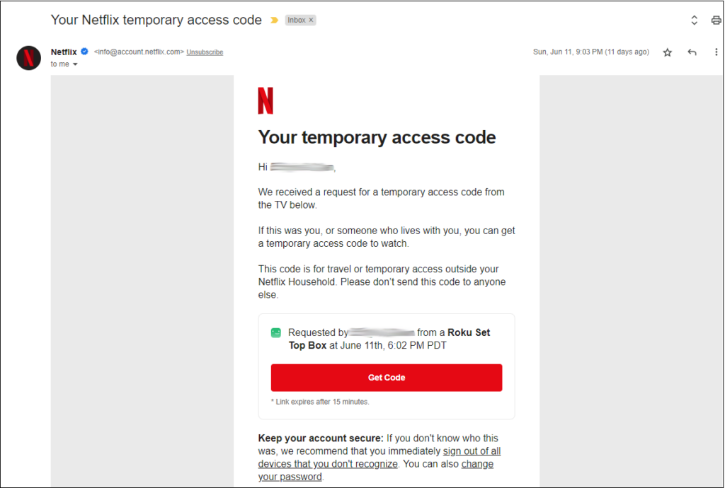 Začasna dostopna koda na Netflixu je začasna rešitev za ukinitev profila, ki si deli geslo
