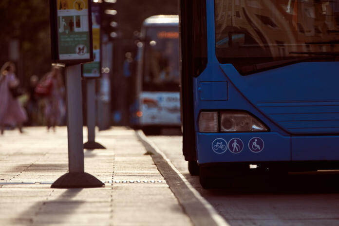 Bus public transportation in Budapest, Hungary.