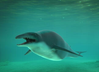 Nova odkritja znanstvenikov: Kit, ki je po velikosti prekašal sinjega kita 3d illustration of a basilosaurus (prehistoric whale)