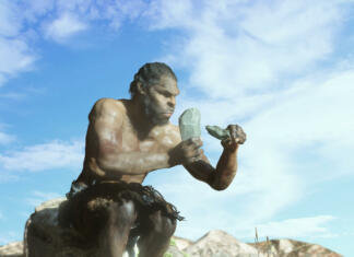 Neandertalski geni vplivajo na to človeško lastnost… ancient primitive caveman with stone render 3d