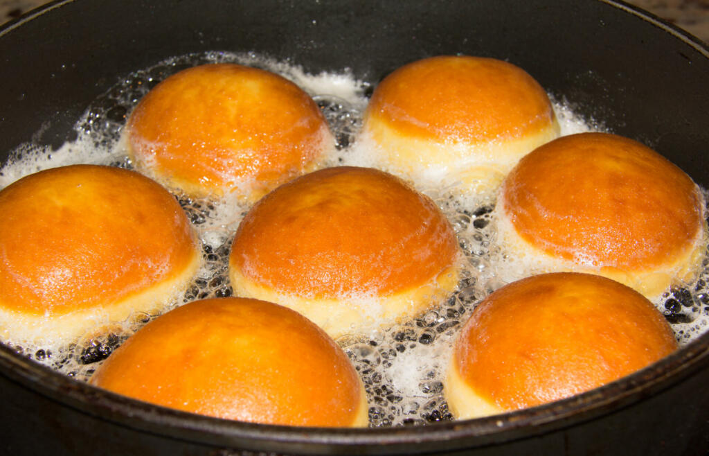 Original homemade Carinthian Carnival Donuts, or so called "Faschingskrapfen", filled with apricot jam.