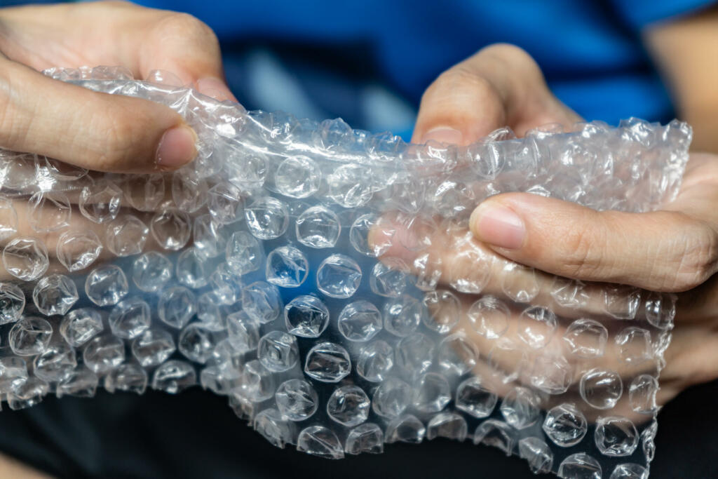 Popping bubble wrap to reduce stress