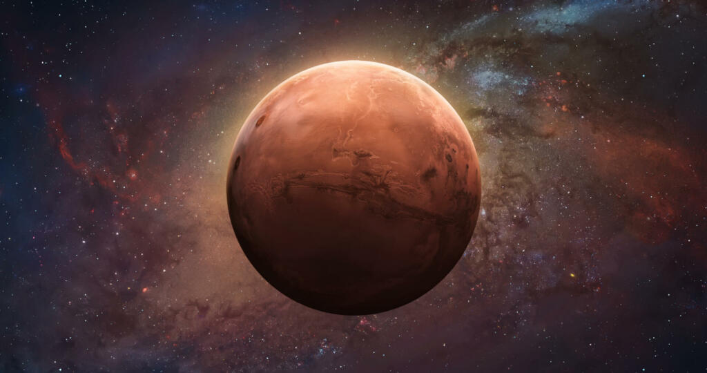 Red planet Mars surface. Exploration and expedition on red planet. Elements of this image furnished by NASA (url:https://mars.nasa.gov/system/site_config_values/meta_share_images/1_mars-nasa-gov.jpg)