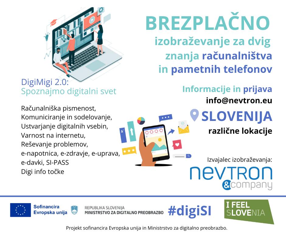 Izobraževanje digitalne pismenosti DigiMigi 2.0 v občini Ljubljana