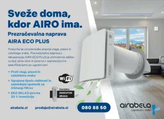 Slovenci izbirajo sodobno prezračevanje za svež zrak v bivalnih prostorih – AIRA ECO PLUS Sveže doma, kdor AIRO ima. Prezračevalna naprava AIRA ECO PLUS