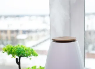 Morda se sploh ne zavedate njegove škodljivosti: to je najbolj strupen predmet v vašem domu! Air humidifier near the window, combating cold and dry air, modern home device