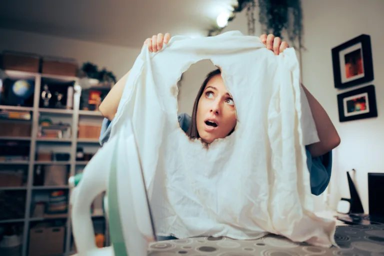 Silly inexperienced domestic worker burning clothes by accident