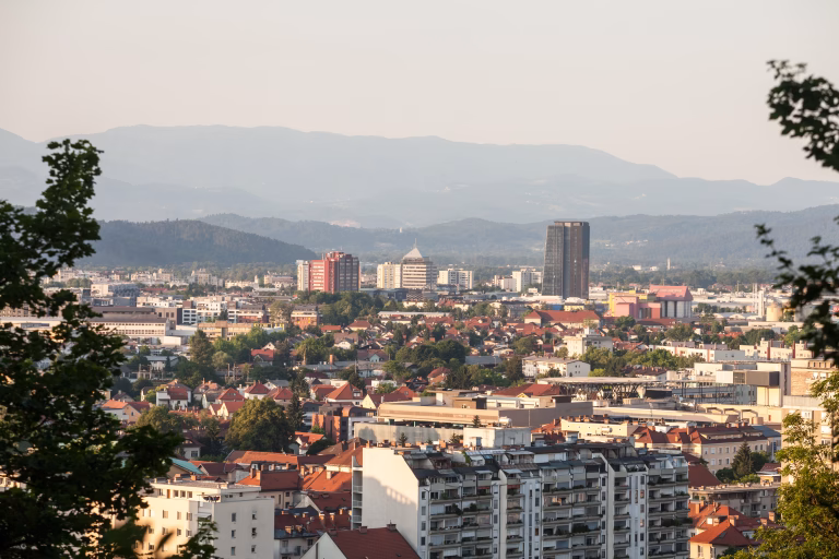 Picture of Ljubljana, taken from above. Ljubljana is the capital and largest city of Slovenia. It has been the cultural, educational, economic, political, and administrative center of Slovenia since 1991.