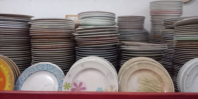 A pile of plate at the store