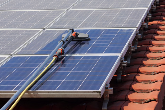 Cleaning photovoltaic moduls from pollen.