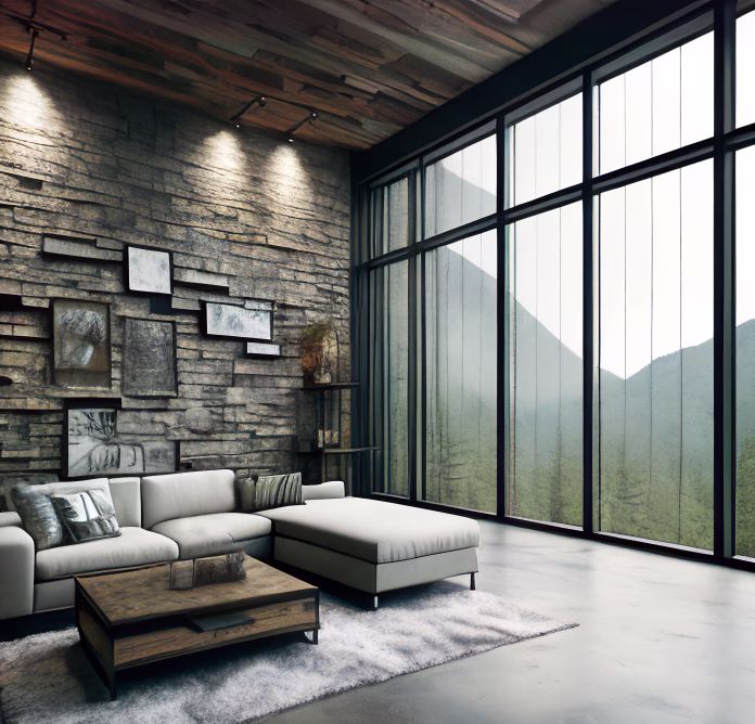 3d-render-of-a-contemporary-living-room-interior-featuring-a-wall-made-of-natural-mountain-stone-stockpack-istock 3D Render of a Contemporary Living Room Interior Featuring a Wall Made of Natural Mountain Stone