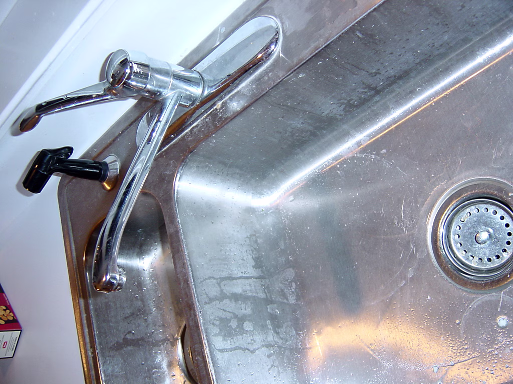 Creative angle of a kitchen sink.