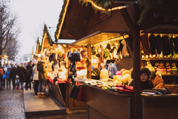 Christmas markets in the north of Italy in a december evening