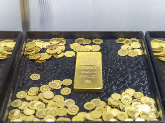 gold bullion and gold coin
