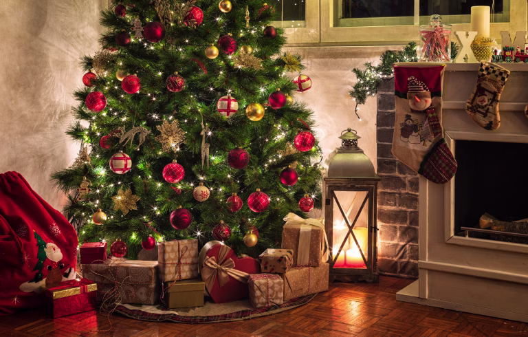 Wrapped presents under the Christmas tree