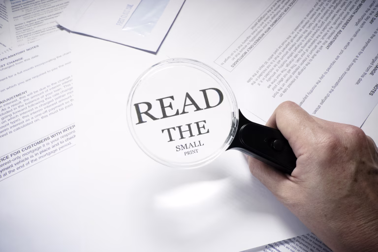 read the small print magnified, business concept