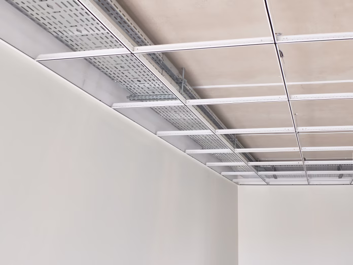 Metal frame of suspended ceilings. Making of false ceilings.