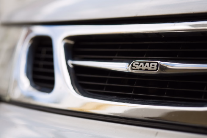 Karlstad,Sweden - Oct 15 , 2011: The front grille of an SAAB 9-5 car, produced by SAAB Automobile AB