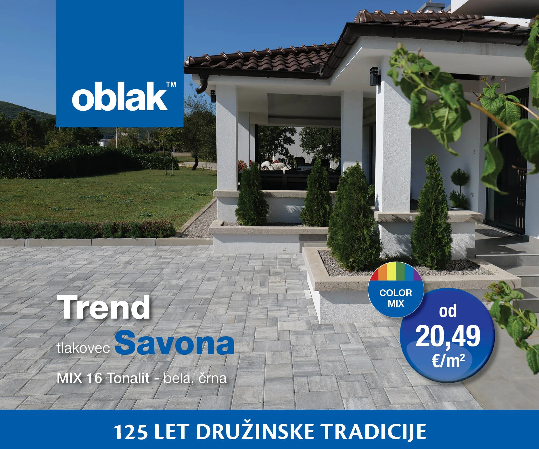 Oblak TM Trend tlakovci Savona MIX 16 Tonalit-bele-črna 125 let družinske tradicije