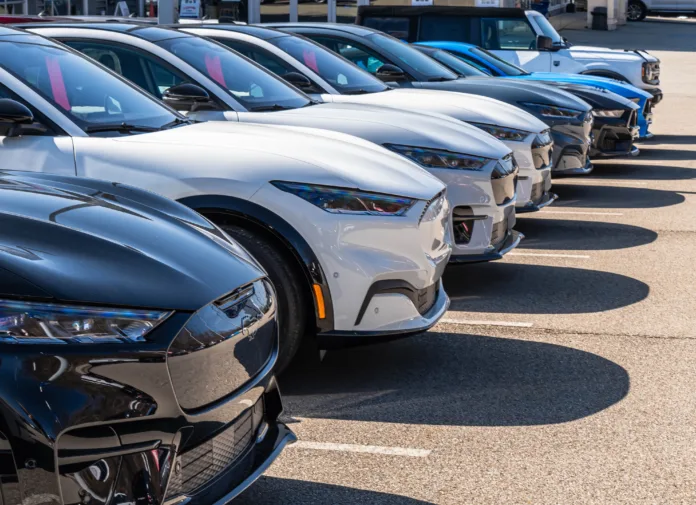 monroeville-pennsylvania-usa-february-25-2024-a-line-of-new-ford-mustangs-and-a-bronco-for-sale-at-a-dealership-on-a-sunny-winter-day-stockpack-istock Monroeville, Pennsylvania, USA February 25, 2024 A line of new Ford Mustangs and a Bronco for sale at a dealership on a sunny winter day