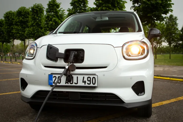 Istanbul, Turkey - May 22 2023 : Leapmotor T03 is an electric vehicle produced by Leapmotor, a Chinese electric vehicle manufacturer. It is charging in the station.
