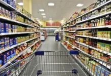 Uf, to bomo občutili v denarnicah! Hrana se bo letos močno podražila, leta 2027 pa še enkrat Empty shopping cart in the supermarket