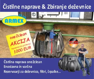 Armex | čistilne naprave in zbiralniki deževnice; one2clean; Akcija - prihranek najmanj 1000 eur